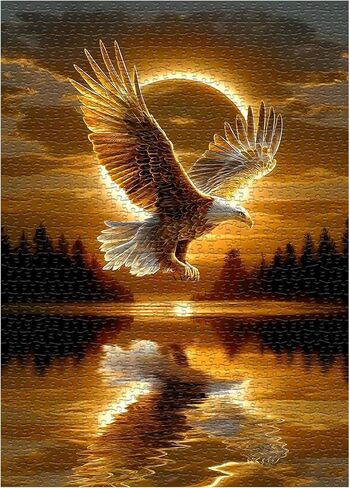 The Carved Eagle Jigsaw Puzzle 1000 Pieces, Majestic Bald Eagle Bird Puzzles for Adults,White Forest Art Nature Puzzle Animal, Unique Challenging Impossible Hard Puzzles in Saudi Arabia