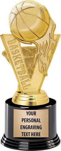جوائز Crown Awards لكرة السلة مع نقش مخصص، كأس كرة نارية ذهبية مخصصة مقاس 7.25 بوصة على قاعدة مستديرة فاخرة in Saudi Arabia