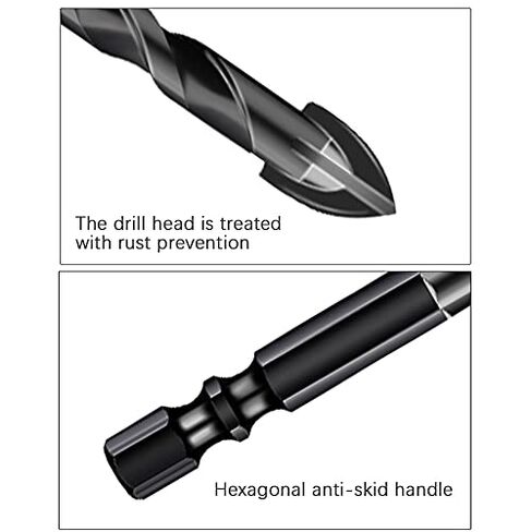 Masonry Drill Bit Set, 10PCS Carbide Tip, Hex Shank for Tile, Brick, Glass, Plastic, Porcelain, Marble, Wood, Ceramic Wall, Mirror, for DIY Home Improvement, Professional in Saudi Arabia
