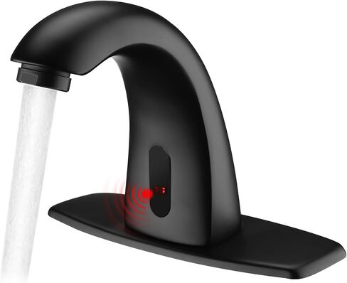 Touchless Bathroom Faucet with Waterfall Spout,Motion Automatic Sensor Bathroom Sink Faucet with Hole Cover Plate, Stainless Steel Hands Free Vanity Faucet(Regular, Gold) in Saudi Arabia