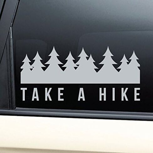 ملصق نافذة ممتص الصدمات للكمبيوتر المحمول والسيارة والشاحنة من الفينيل Take a Hike - رمادي in Saudi Arabia