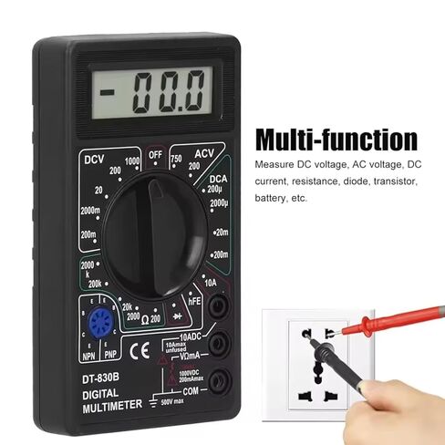 Digital Multimeter Tester, DT830B Electrical Voltmeter Ammeter Portable Volt Multi Meter Car Battery Tester Circuit Tester in Saudi Arabia