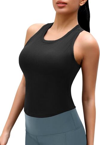 UBCUTE Women’s Tank Top with Built-in Bra, Racerback Workout Top for Large Bust, Casual Athletic Shirt for Yoga Activewear in Saudi Arabia