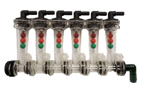 Wilger 6 Column Flow Indicator 3/8" 90° Outlets & 3/4" Straight Inlet Viton Seal 20460-6 SPC VITON in Saudi Arabia