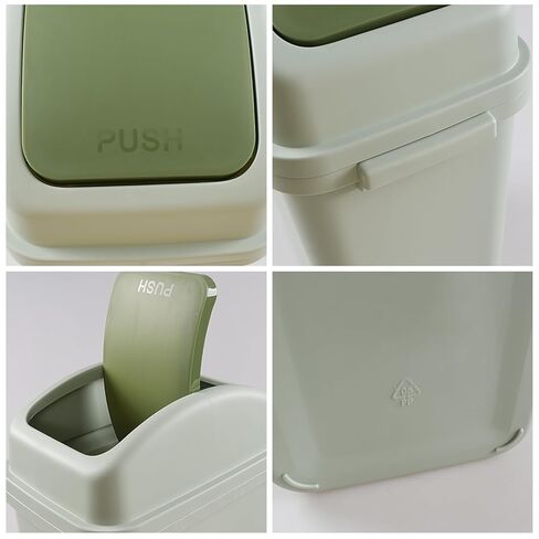 1.8 Gallon Trash Can with Swing Lid, 7 L Plastic Swing Top Trash Can (Green), F in Saudi Arabia