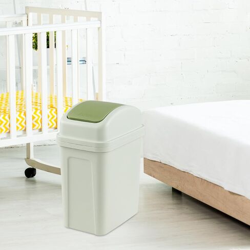 1.8 Gallon Trash Can with Swing Lid, 7 L Plastic Swing Top Trash Can (Green), F in Saudi Arabia