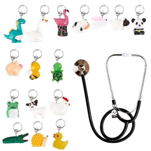 WEBEEDY 16 Styles Animals Stethoscope Charm for Nurse,Cute 3D Stethoscope Jewelry Stethoscope ID Name Tag Accessories Medical Gift for Doctors,Student Nurse,Assistant,Nursing Graduation in Saudi Arabia