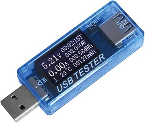 USB Tester Current Voltage Capacity Timing Power Wh Temperature Display USB Voltmeter Blue with Voltage, Current, Capacity Display Defend Your Devices in Saudi Arabia