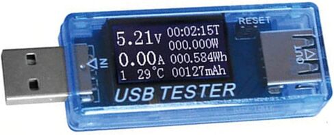 USB Tester Current Voltage Capacity Timing Power Wh Temperature Display USB Voltmeter Blue with Voltage, Current, Capacity Display Defend Your Devices in Saudi Arabia