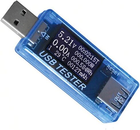 USB Tester Current Voltage Capacity Timing Power Wh Temperature Display USB Voltmeter Blue with Voltage, Current, Capacity Display Defend Your Devices in Saudi Arabia