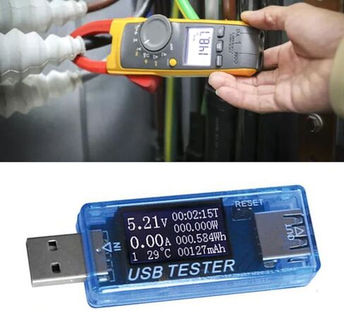 USB Tester Current Voltage Capacity Timing Power Wh Temperature Display USB Voltmeter Blue with Voltage, Current, Capacity Display Defend Your Devices in Saudi Arabia
