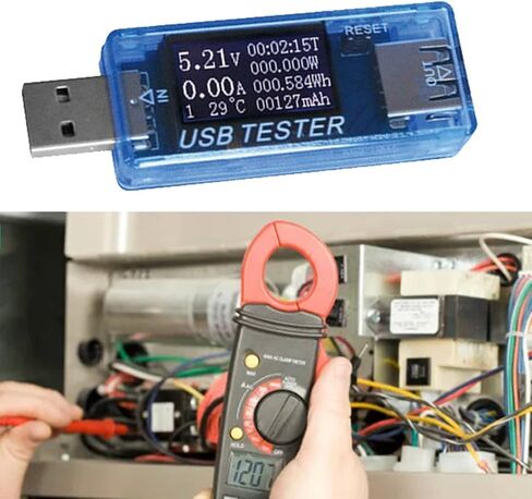 USB Tester Current Voltage Capacity Timing Power Wh Temperature Display USB Voltmeter Blue with Voltage, Current, Capacity Display Defend Your Devices in Saudi Arabia