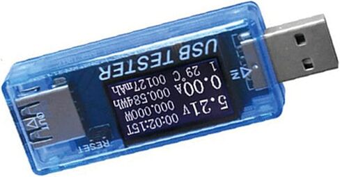 USB Tester Current Voltage Capacity Timing Power Wh Temperature Display USB Voltmeter Blue with Voltage, Current, Capacity Display Defend Your Devices in Saudi Arabia