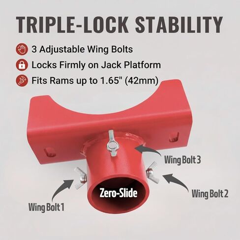 2-in-1 Bottle Jack Adapter with Triple-Lock for 3"/4" Round & 2" Square Axle Tubes - Universal Wobble-Free Fit for 2T-12T Bottle Jacks, Heavy Duty 1/4" Steel Saddle for RV, Truck, Trailer in Saudi Arabia