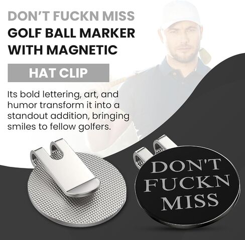 مشبك قبعة مغناطيسي K9King Ultimate Dont FUCKN Miss Ball Marker - مجموعة هدايا كومبو من إكسسوارات الجولف الفاخرة مع علامة كرة جولف إضافية لتعزيز تجربة لعب الجولف | أفكار هدية مثالية in Kuwait