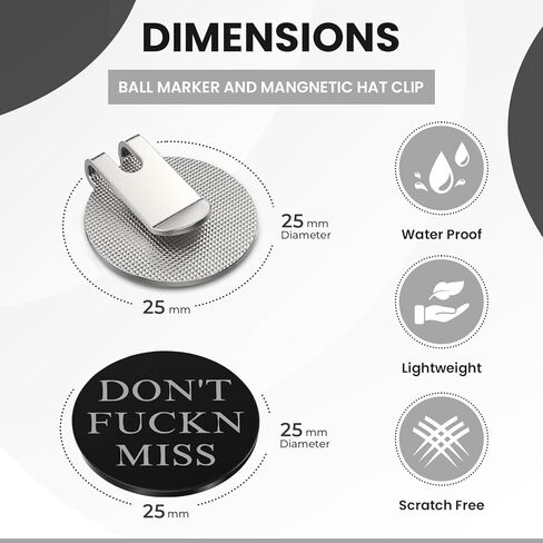 مشبك قبعة مغناطيسي K9King Ultimate Dont FUCKN Miss Ball Marker - مجموعة هدايا كومبو من إكسسوارات الجولف الفاخرة مع علامة كرة جولف إضافية لتعزيز تجربة لعب الجولف | أفكار هدية مثالية in Kuwait