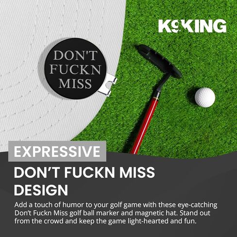 مشبك قبعة مغناطيسي K9King Ultimate Dont FUCKN Miss Ball Marker - مجموعة هدايا كومبو من إكسسوارات الجولف الفاخرة مع علامة كرة جولف إضافية لتعزيز تجربة لعب الجولف | أفكار هدية مثالية in Kuwait