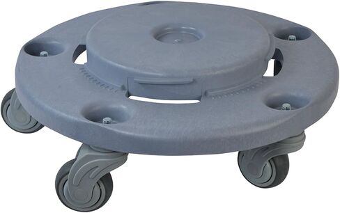 Janico 1041 Quiet Trash Can Dolly، عجلات لا تترك علامات، مستديرة، 18 بوصة × 18 بوصة × 6 بوصة، رمادي in Kuwait