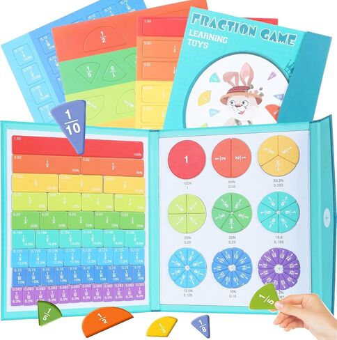 New Magnetic Fraction Demonstration Book for Kids,102 Pcs Magnetic Fraction Tiles, Magnetic Fraction Disc Set, Educational Puzzle Math Fraction Manipulatives for Elementary School Classroom Must Have in Saudi Arabia