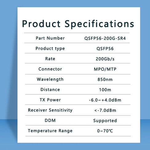 200GBASE QSFP56 Optical Transceiver Module MMF 850nm 100m ; MTP/UPC Connector for Ethernet Switch in Saudi Arabia