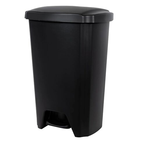 Kitchen Trash Can, 12.1 Gallon Plastic Step Garbage Bin with Foot Pedal Lid, Black in Saudi Arabia