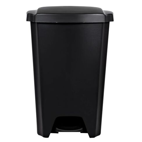 Kitchen Trash Can, 12.1 Gallon Plastic Step Garbage Bin with Foot Pedal Lid, Black in Saudi Arabia