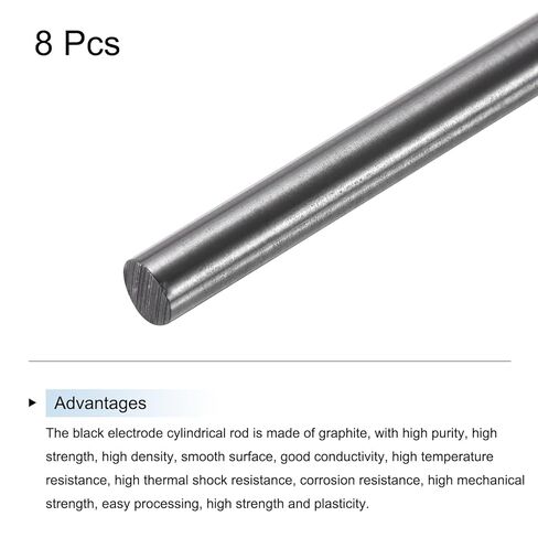 قضيب جرافيت من MECCANIXITY، قضيب اسطوانة تحريك الجرافيت، قضيب كربون 100 × 5 مم أسود للقطب الكهربائي، صب الذوبان، البوتقات، حزمة من 8 in Saudi Arabia