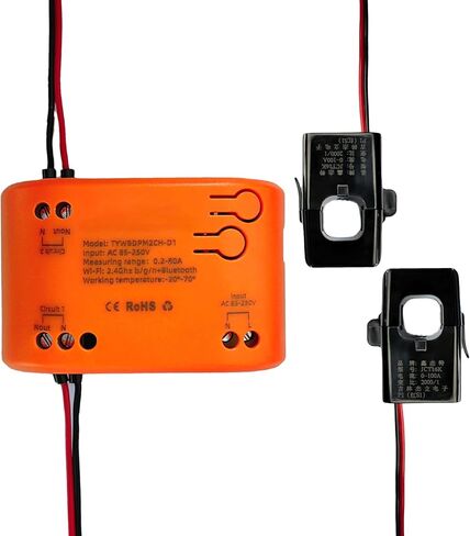 WiFi Smart Power Meter with 2pcs 80A Current Transformer Clamp,Tuya app 2-Way Bilateral Monitor Real Time KWh Eenrgy Electricity Voltage Statistics. in Saudi Arabia