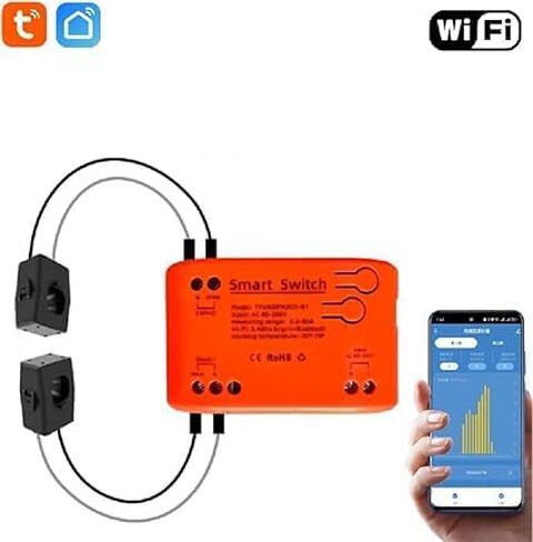 WiFi Smart Power Meter with 2pcs 80A Current Transformer Clamp,Tuya app 2-Way Bilateral Monitor Real Time KWh Eenrgy Electricity Voltage Statistics. in Saudi Arabia