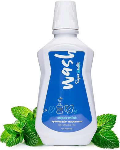 SuperMouth® Fluoride-Free Mouthwash – Nano-Hydroxyapatite, Vitamins D3 & K2, Prebiotics, Alkaline pH 8.5, Alcohol-Free, Freshens Breath, Safe Clean Ingredients, 4 Flavor Options in Saudi Arabia