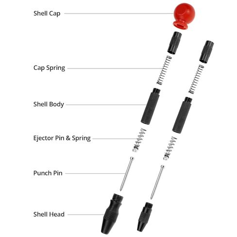 QWORK Automatic Center Punch Set, Adjustable Spring Loaded Metal Marking Tool with Extra Replacement Tip S2 Steel Center Hole Punch for Wood Metal Plastic Glass and Emergency Window Breaking in Saudi Arabia
