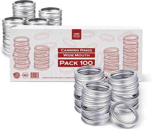 FORJARS - 100 Regular Mouth. Canning Rings are made of stainless steel. 0.5 Inch Height, 100-Piece Set. Regular mouth mason jar rings are secure with an airtight fit. in Saudi Arabia