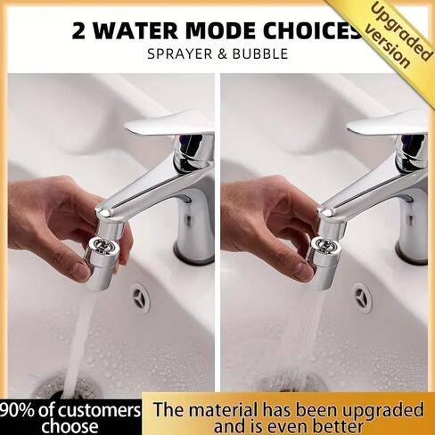 Stainless Steel Faucet, Kitchen and Bathroom Faucet with Splash Guard, 360-Degree Splash-Proof Washbasin Faucet, Dual-flow Output Mode, Faucet Extension Device, Aerator, and Swivel Extension Accessory in Saudi Arabia