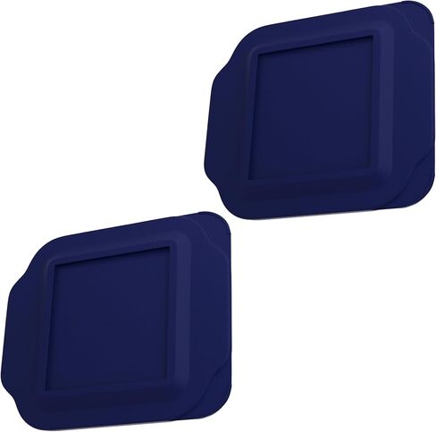 غطاء بديل يناسب طبق الخبز الزجاجي بيركس 2 كوارت 8 × 8 بوصة #222، متوافق مع الغطاء #222-PC، غطاء حاوية تخزين الطعام مع مقابض تبويب دافق (عبوتان، كحلي) in Kuwait