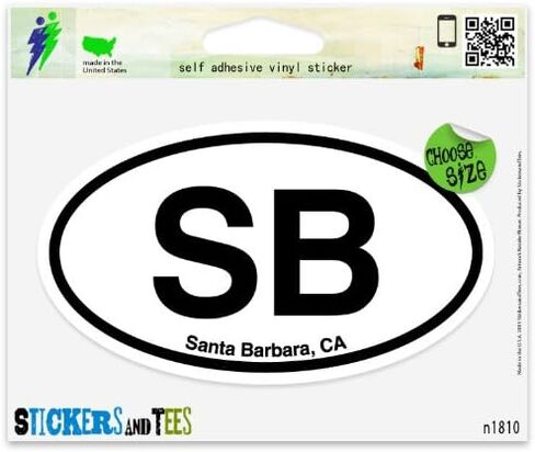 SB Santa Barbara California Oval Vinyl Car Bumper Window Sticker 3" x 2" in Saudi Arabia