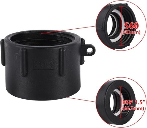 S60 Coarse Thread Tank Adapter 1" 1.5" 2" BSP Fine Thread Garden Water Connectors Fuel Bucket Valve Hose Pipe Accessories 1Pc(1.5 inch) in Saudi Arabia