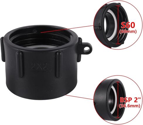 S60 Coarse Thread Tank Adapter 1" 1.5" 2" BSP Fine Thread Garden Water Connectors Fuel Bucket Valve Hose Pipe Accessories 1Pc(1.5 inch) in Saudi Arabia