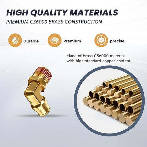 90 Degree Swivel Elbow Push to Connect Fittings,Brass Air Line Connector (Pack of 5) – DOT Air Brake Line Quick Fittings for Truck and Pneumatic System (1/4"OD x 1/2" NPT) in Saudi Arabia