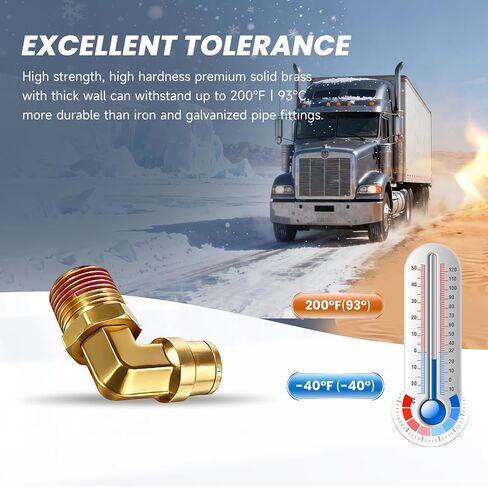 90 Degree Swivel Elbow Push to Connect Fittings,Brass Air Line Connector (Pack of 5) – DOT Air Brake Line Quick Fittings for Truck and Pneumatic System (1/4"OD x 1/2" NPT) in Saudi Arabia