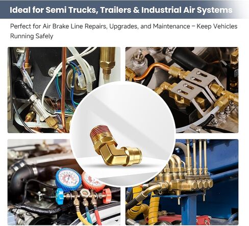 90 Degree Swivel Elbow Push to Connect Fittings,Brass Air Line Connector (Pack of 5) – DOT Air Brake Line Quick Fittings for Truck and Pneumatic System (1/4"OD x 1/2" NPT) in Saudi Arabia