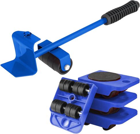 Huakaile Heavy Duty Furniture Lift Mover Tool Set, 1322 Lbs Load Capacity Furniture Lifter with Wheels Pallet, Adjustable Appliance Rollers Dolly for Table Refrigerator Floors Cabinet (Blue) in Saudi Arabia