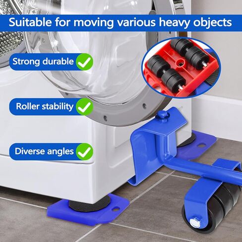 Huakaile Heavy Duty Furniture Lift Mover Tool Set, 1322 Lbs Load Capacity Furniture Lifter with Wheels Pallet, Adjustable Appliance Rollers Dolly for Table Refrigerator Floors Cabinet (Blue) in Saudi Arabia