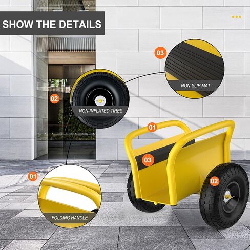 Heavy Duty Panel Dolly with Handle & 2 10" Solid Rubber Tires Wheels - 1000LBS Load Capacity for Drywall Sheet & Appliance Moving - All Terrain Cart - Yellow in Saudi Arabia