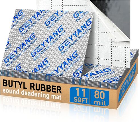 GEYYANG Car Sound Deadening Mat, 80 mil 11 sqft Sound Deading Material for Cars, Butyl Automotive Sound Deadener, Noise Insulation and Vibration Dampening Material (10 pcs) in Saudi Arabia