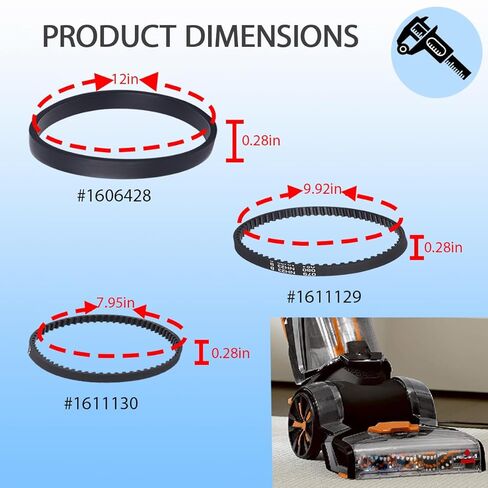 مجموعة أحزمة بديلة 1611129، 1611130، 1606428، لسلسلة Bissell ProHeat 2X Revolution Pet Pro Carpet Cleaner 1986، 1964، 2007، 2007P in Kuwait
