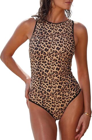 RXRXCOCO Women's One Piece Swimsuit Tummy Control Ruched Slimming Bathing Suit Color Block High Neck Full Coverage Swimwear in Saudi Arabia