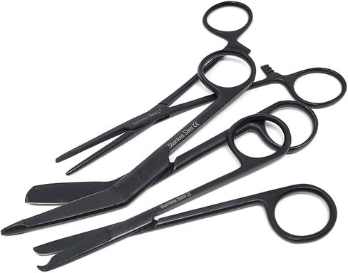 Hemostat and Scissors 3Pcs Set Includes Lister Bandage Scissors + Suture Stitch Scissors + Hemostat Forceps Multifunction Stainless Steel Colorful Pattern Vet Tech Nurse Gift (Pink Black Paws) in Saudi Arabia
