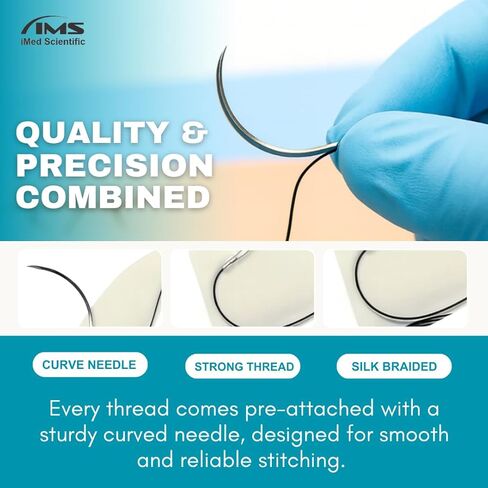 IMEDS Training Sutures 5/0 Silk, Box of 12 Pcs Suture Thread with Needle, Demo Teaching Set in Saudi Arabia