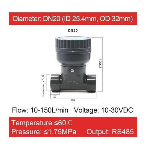 Digital Water Flow Meter, RS485 Output Sensor(ZJPVC-LCD-DN20) in Saudi Arabia