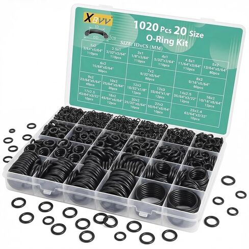 1020 Pcs O Ring Kit 20 Size Nitrile Rubber O Ring Assortment Set for Car Auto Vehicle Repair Faucet Plumbing Air or Gas Sealing Connections Resist Oil and Heat (1020P) in Saudi Arabia